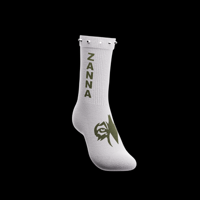 White & Dark Green | “Studded” Sock - ZANNA